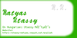 matyas utassy business card